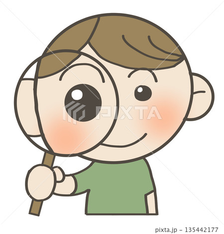 虫眼鏡を持った子供のイラスト 135442177