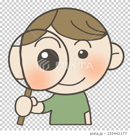 虫眼鏡を持った子供のイラスト 135442177