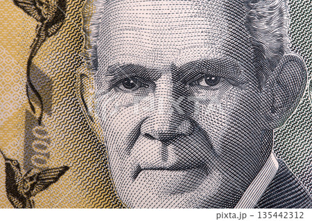 Michael Manley a closeup portrait from Jamaican money Michael Manley a closeup portrait from Jamaican money 135442312
