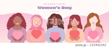 国際女性デー2026:3月8日の女性:与えることで得る女のシルエット背景 135442342