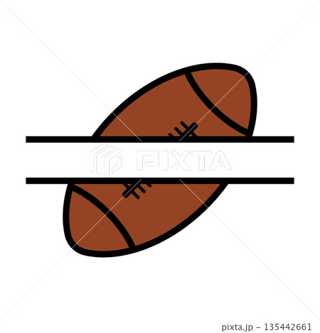 Banner American football ball with bold black slicing lines 135442661