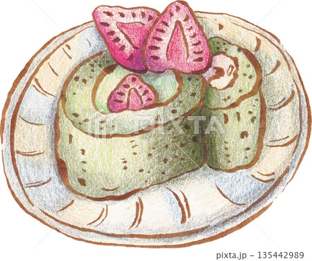 Bakery cake pastry watercolor illustration 135442989