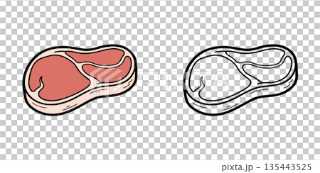 簡單的豬肉圖示插圖 135443525