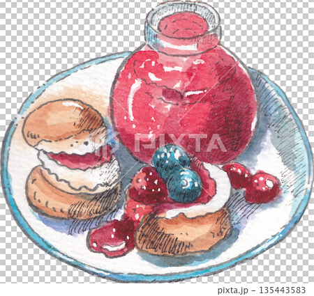 Food Watercolor Illustration for Cafe Menu 135443583