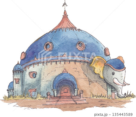 house watercolor illustration cute home element 135443589