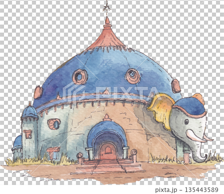 house watercolor illustration cute home element 135443589
