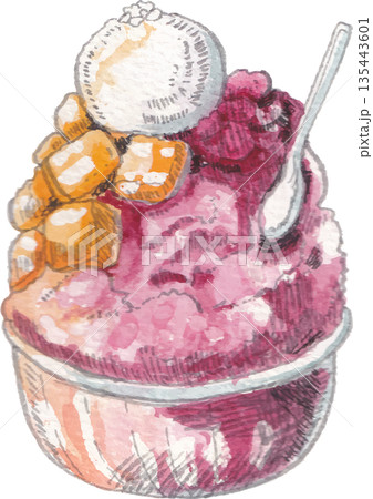 ice cream Watercolor Painting Hand Drawn Illustration ice cream Watercolor Painting Hand Drawn Illustration 135443601