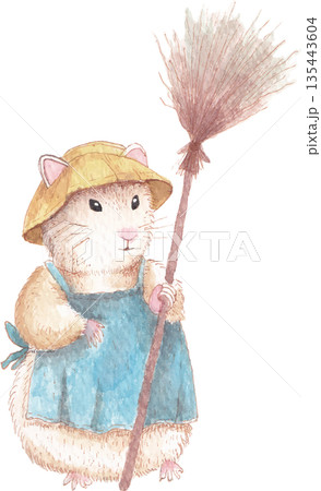 Mouse Watercolor Painting Woodland Animal Illustration 135443604