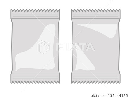 銀色のアルミ小分けパックのイラストセット 135444186