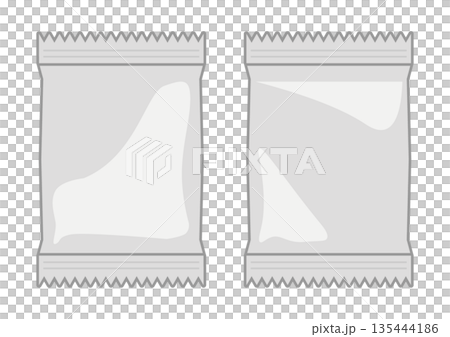 銀色のアルミ小分けパックのイラストセット 135444186