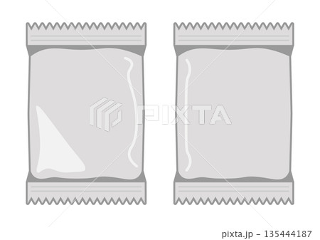 銀色のアルミ小分けパックのイラストセット 135444187