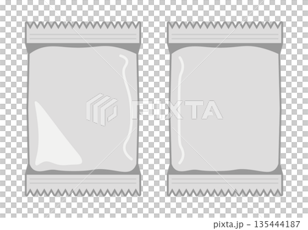 銀色のアルミ小分けパックのイラストセット 135444187