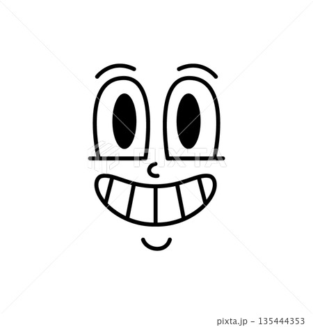 Cartoon face with square teeth and big smile....のイラスト素材 [135444353] - PIXTA
