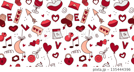 Love symbols vector seamless pattern Love symbols vector seamless pattern 135444396