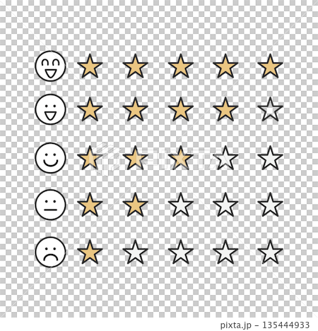 Face and 5 star review rating set 135444933