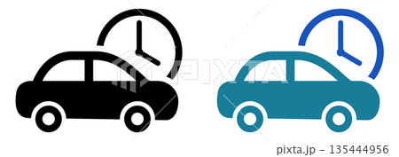 車と時計のスピードサービスアイコン｜時間指定・迅速対応・即日対応 135444956