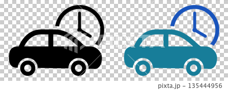 車と時計のスピードサービスアイコン｜時間指定・迅速対応・即日対応 135444956