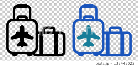 飛行機アイコン付きスーツケースの旅行アイコン 135445022