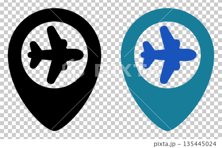 Location icon with airplane location pin 135445024
