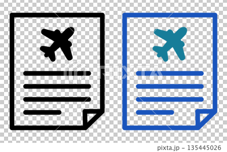 Simple icon of aviation documents with airplane icon 135445026