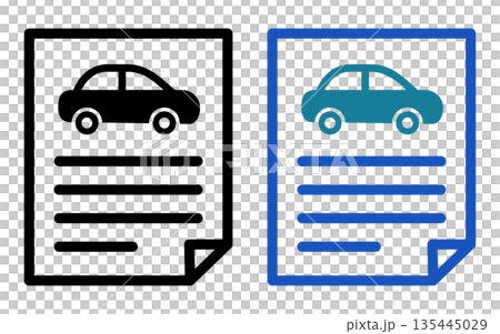 自動車のアイコンが載った車両管理・レンタカー契約書のシンプル書類アイコン 自動車のアイコンが載った車両管理・レンタカー契約書のシンプル書類アイコン 135445029