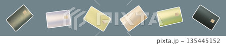 Bank card plastic credit and debit set. Diverse collection of custom colors with chip for shopping, Bank card plastic credit and debit set. Diverse collection of custom colors with chip for shopping, 135445152