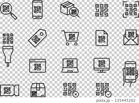 Editable line illustration of a QR code Editable line illustration of a QR code 135445202