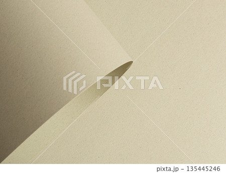 Paper beige and green recycled sheet. Rough matte surface with muted speckled texture and fine lines 135445246