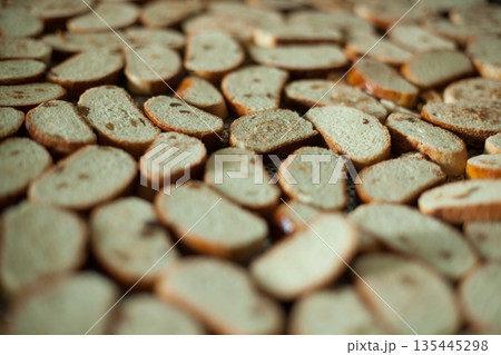 Spanish cuisine. Crumble cakes. Typical Christmas sweets. Selective focus. Polvorones de Estepa. Spanish cuisine. Crumble cakes. Typical Christmas sweets. Selective focus. Polvorones de Estepa. 135445298