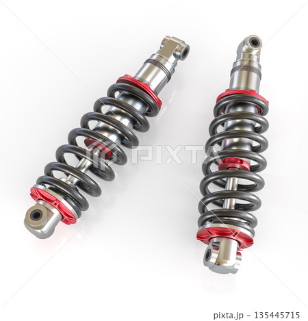 car shock absorbers on white background 3d car shock absorbers on white background 3d 135445715