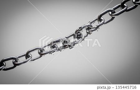 Metal chain breaking point 3d Metal chain breaking point 3d 135445716