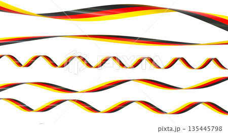 German flag ribbons waving transparent background 3d 135445798