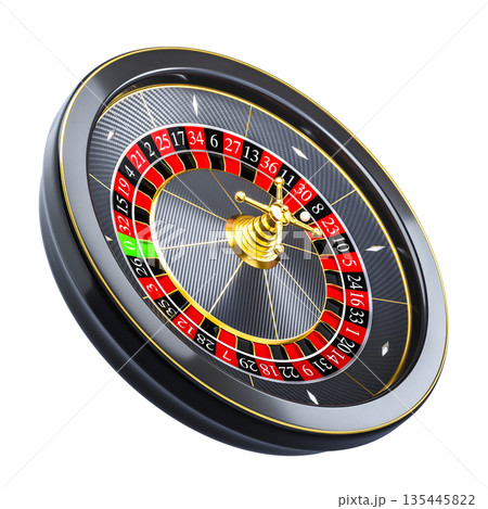 Roulette wheel spinning in casino 3d isolated 135445822