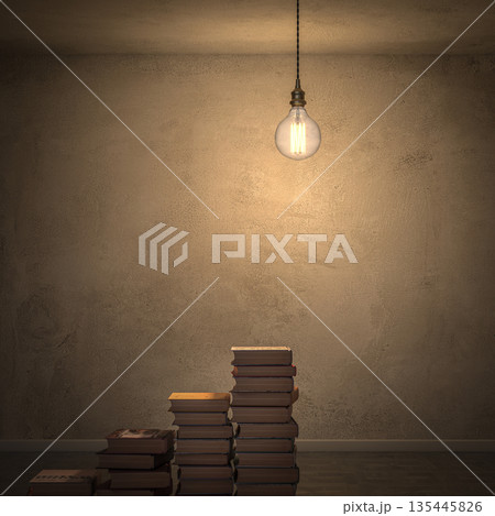 Books forming stairs 3d light bulb 135445826