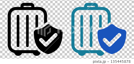 行李箱和托運行李上的盾形安全圖標，用於保護旅行行李 135445878