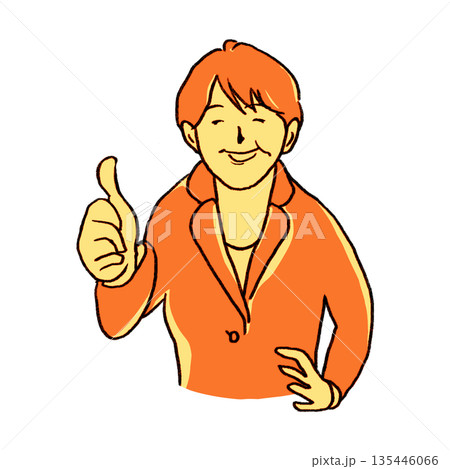 グッ！とするミドルビジネスウーマン【鉛筆画黄系】 135446066