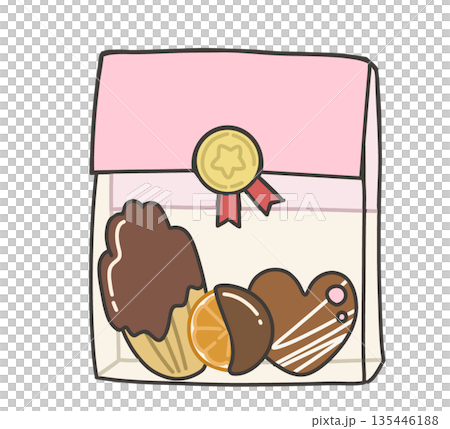 一幅粉紅色糖果袋的插圖 一幅粉紅色糖果袋的插圖 135446188