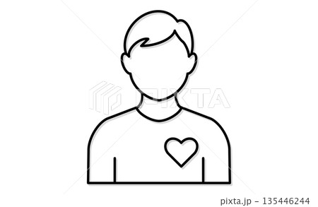 教科アイコン：道徳や倫理を象徴するハートと人のイラストアイコン 135446244