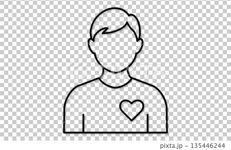 教科アイコン：道徳や倫理を象徴するハートと人のイラストアイコン 135446244