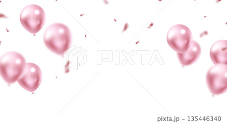 Beautiful pink 3D balloon illustration background banner template. 135446340