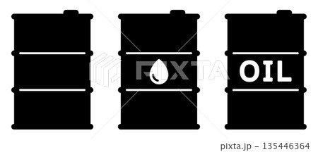 石油ドラム缶のシンプルな白黒アイコンセット 135446364