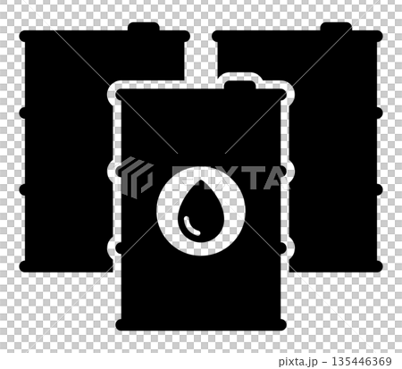 三個油桶的簡單黑白圖標 135446369