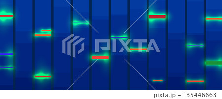 Futuristic molecule and genetic code, DNA strands, connected neural web 135446663