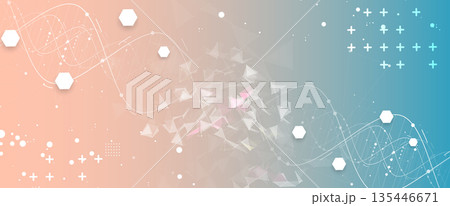 Futuristic molecule and genetic code, DNA strands, connected neural web 135446671