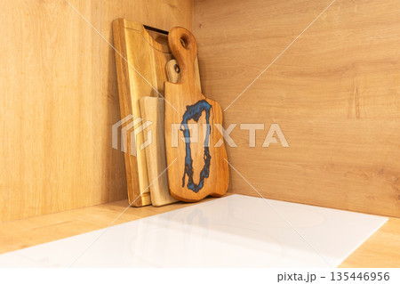 Kitchen set of wooden cutting boards 135446956