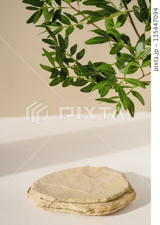 Background for cosmetic products of natural beige color. Background for cosmetic products of natural beige color. 135447094