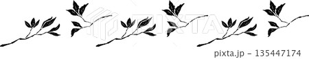 新緑の季節にぴったりな芽の手書き風 モノクロ カット素材 135447174