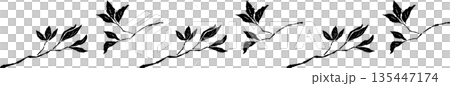 新緑の季節にぴったりな芽の手書き風 モノクロ カット素材 135447174