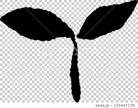 新緑の季節にぴったりな芽の手書き風 モノクロ カット素材 135447179