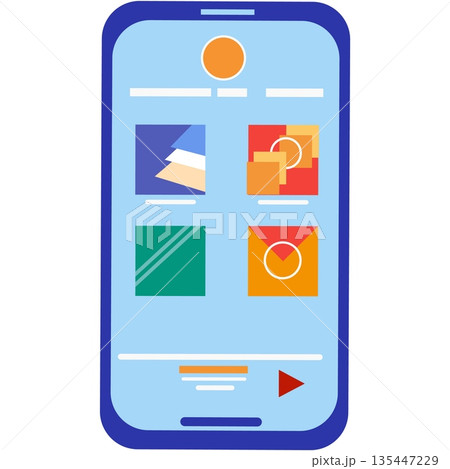 Cartoon mobile phone vector flat icon smatphone 135447229